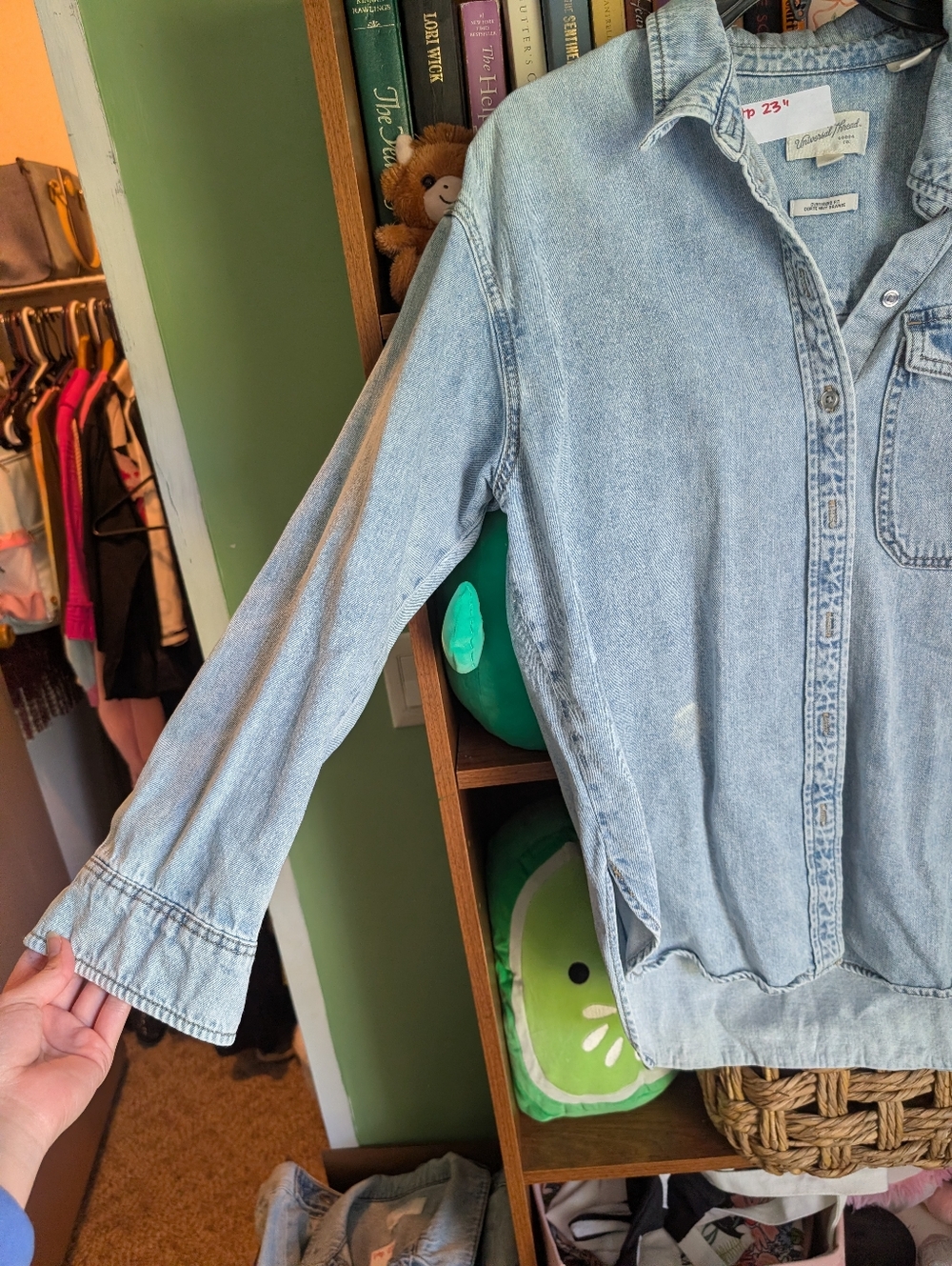 Light Wash Denim Button-Up Shirt - Casual Oversized - Picture 5 of 6